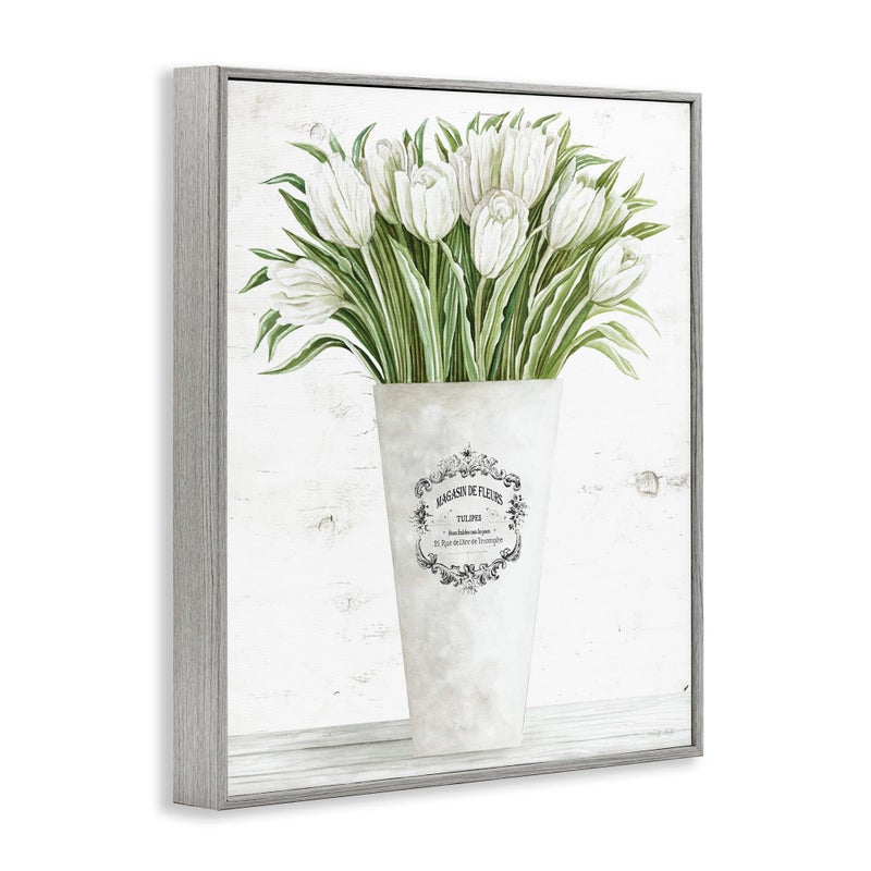 Stupell Industries White Tulip Bouquet in Parisian Vase Floral Arrangement Framed Giclee Art Design by Cindy Jacobs - Image 3
